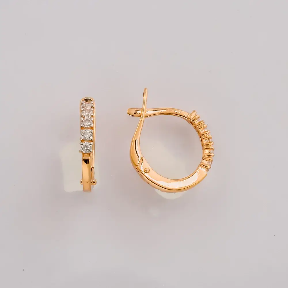 Серьги с фианитом из красного золота 585 пробы 1