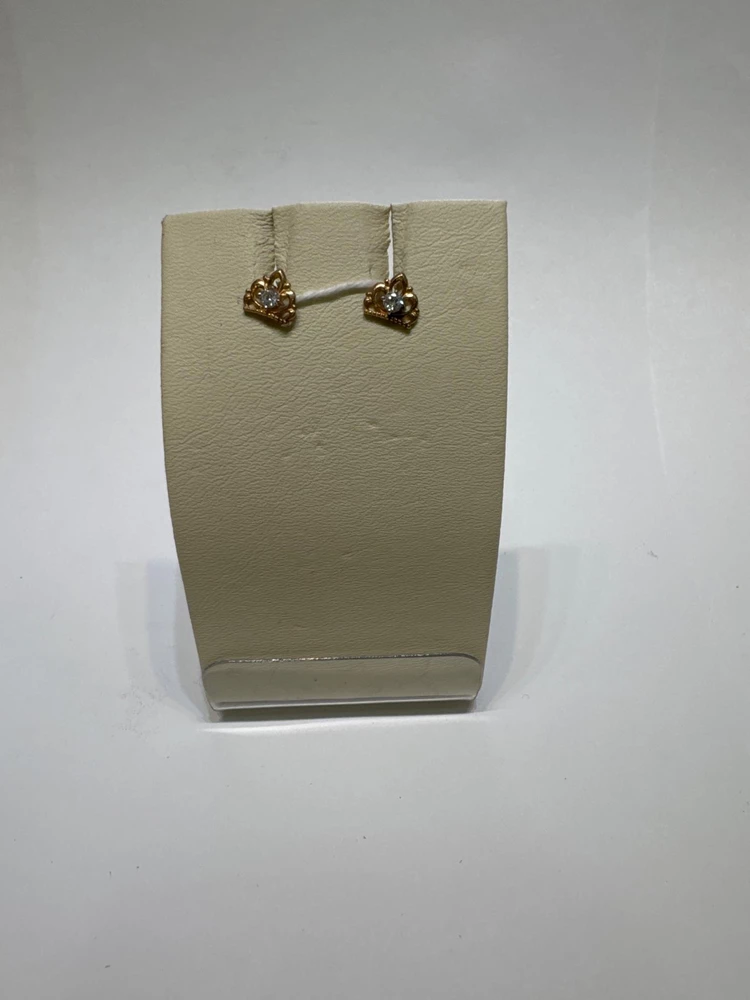 Серьги с фианитом из красного золота 375 пробы