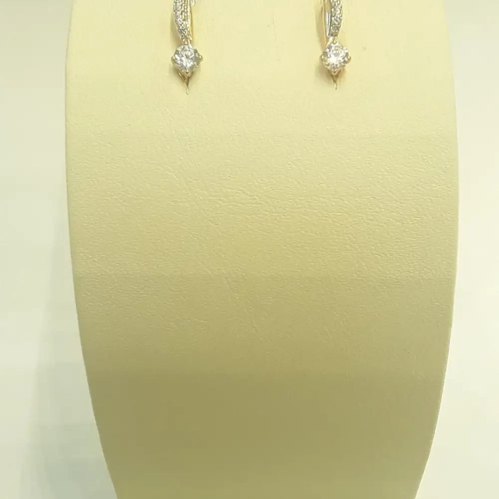 Серьги с фианитом из красного золота 585 пробы 1