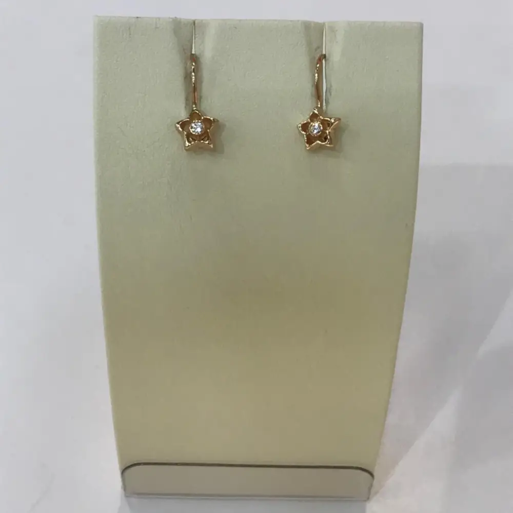 Серьги с фианитом из красного золота 585 пробы 1