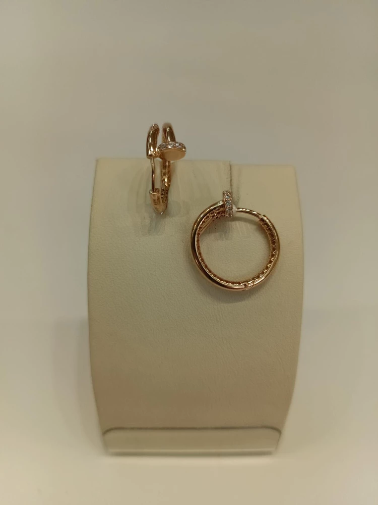 Серьги с фианитом из красного золота 585 пробы 1
