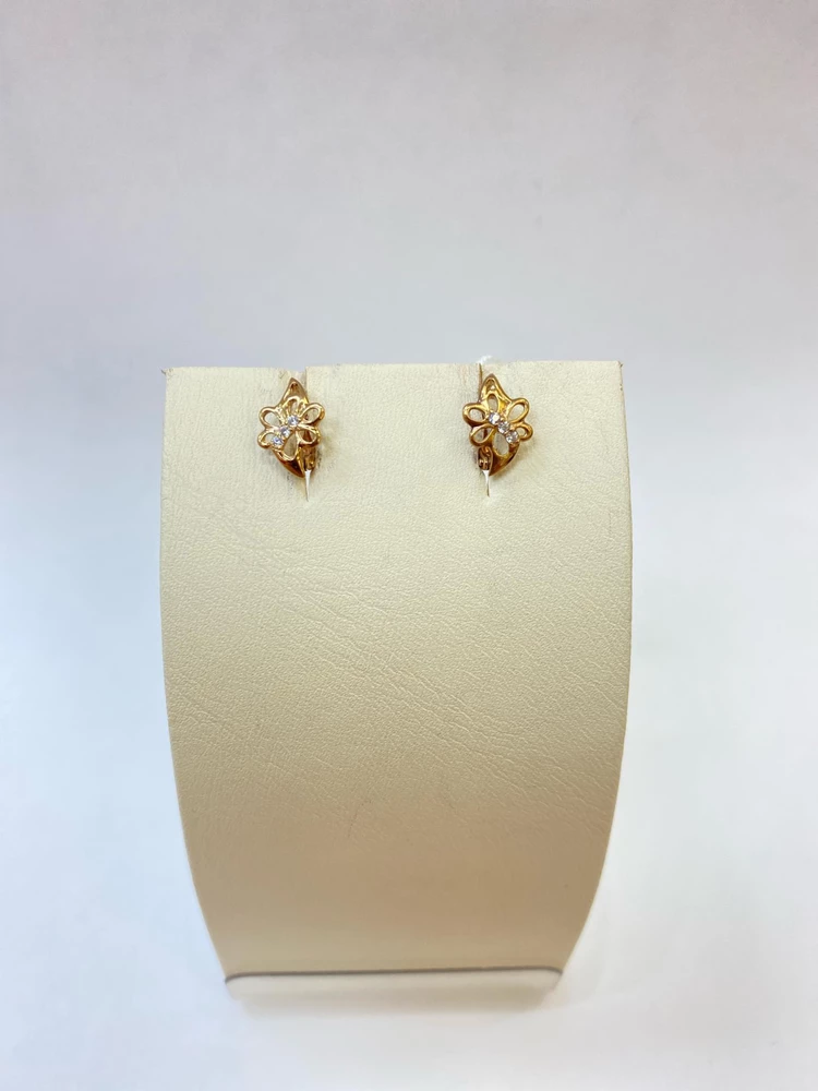 Серьги с фианитом из красного золота 375 пробы