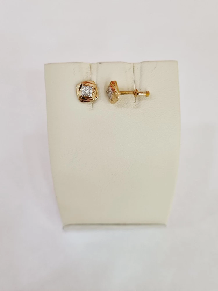 Серьги с фианитом из красного золота 375 пробы