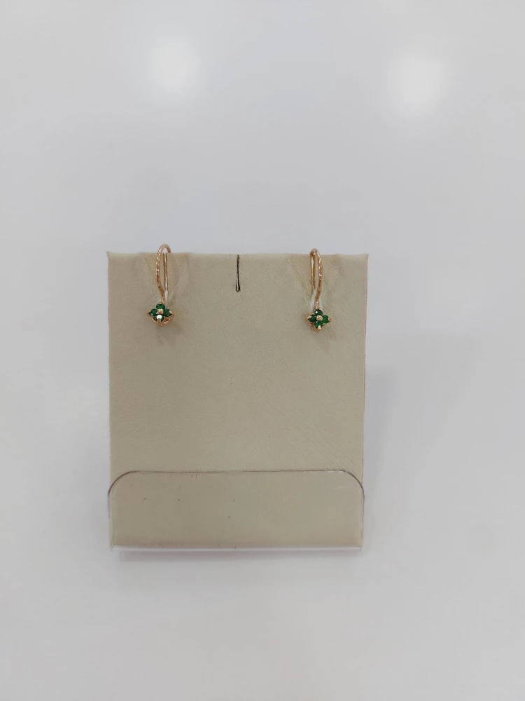 Серьги с фианитом из красного золота 585 пробы