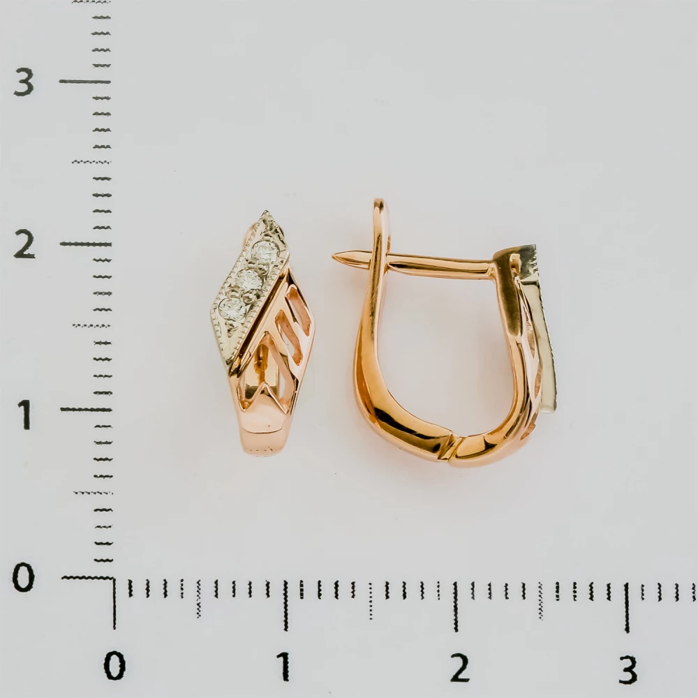Серьги с бриллиантом из красного золота 585 пробы