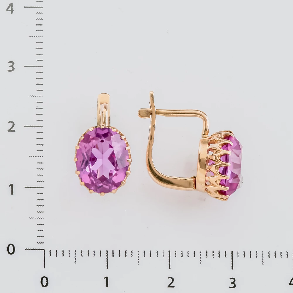 Серьги с фианитом из красного золота 585 пробы