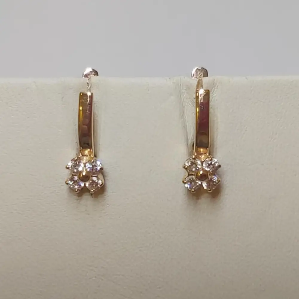 Серьги с фианитом из красного золота 585 пробы 1
