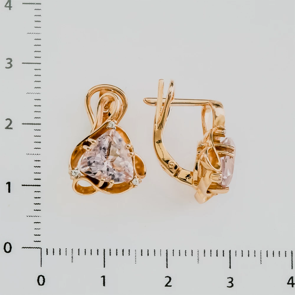 Серьги с фианитом из красного золота 585 пробы