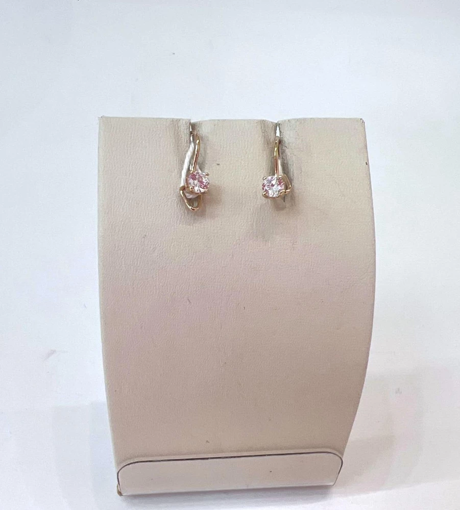 Серьги с фианитом из красного золота 375 пробы