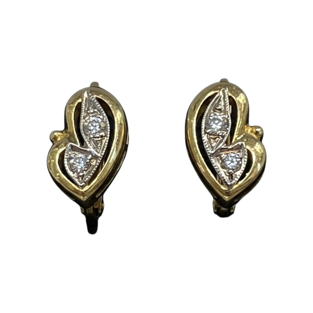 Серьги с бриллиантом из желтого золота 750 пробы