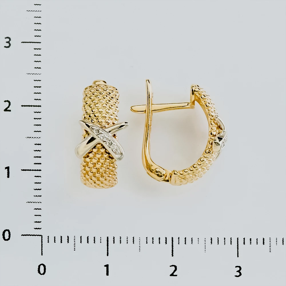 Серьги с бриллиантом из желтого золота 585 пробы