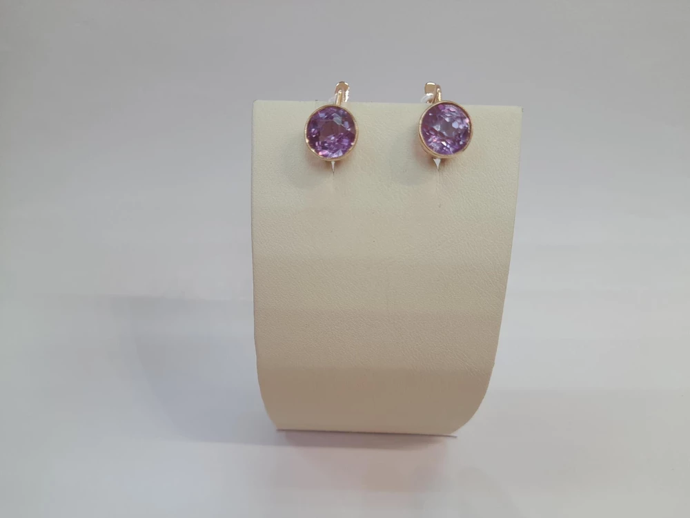 Серьги с фианитом из красного золота 583 пробы