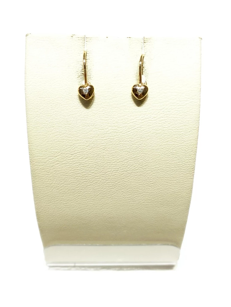 Серьги с фианитом из красного золота 585 пробы