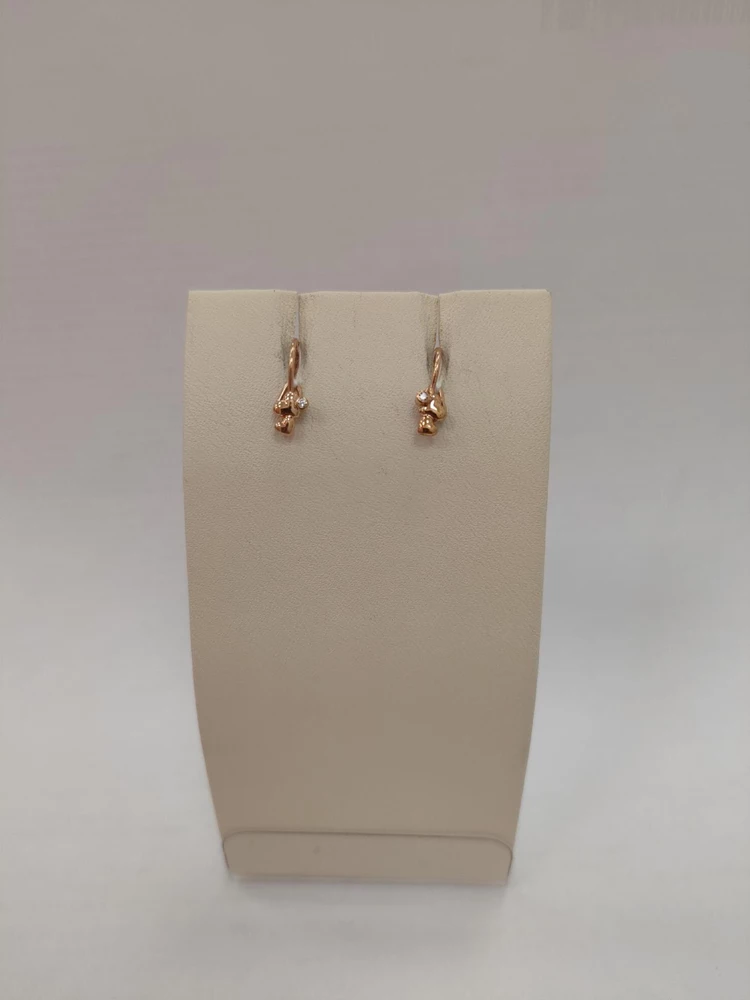 Серьги с фианитом из красного золота 375 пробы