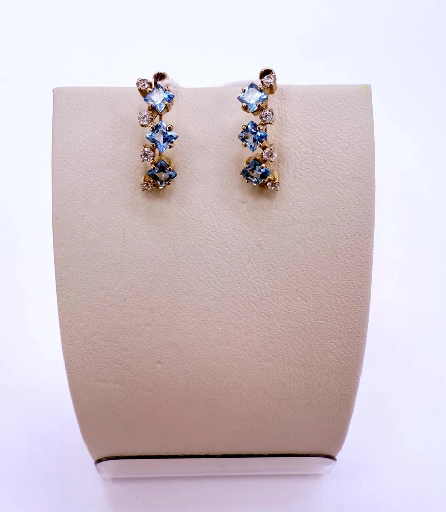 Серьги с топазом из красного золота 585 пробы