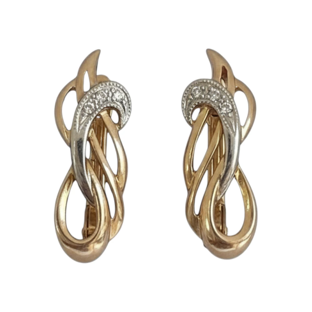 Серьги с бриллиантом из красного золота 585 пробы