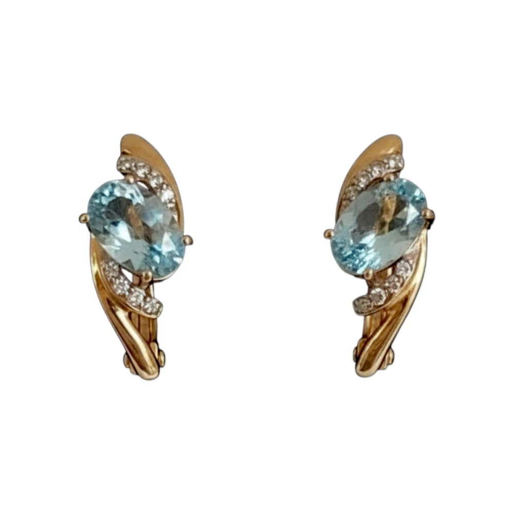 Серьги с топазом из красного золота 585 пробы