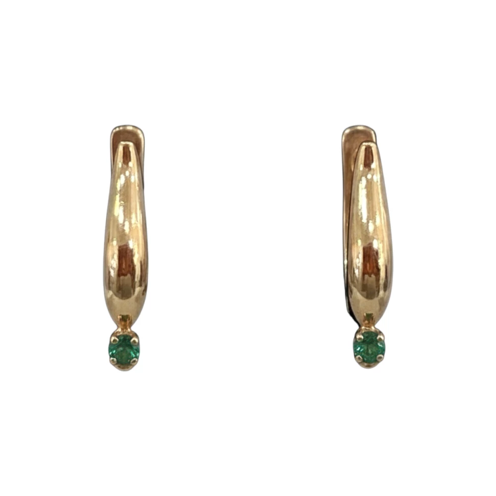 Серьги с изумрудом из красного золота 585 пробы Серьги с изумрудом из красного золота 585 пробы