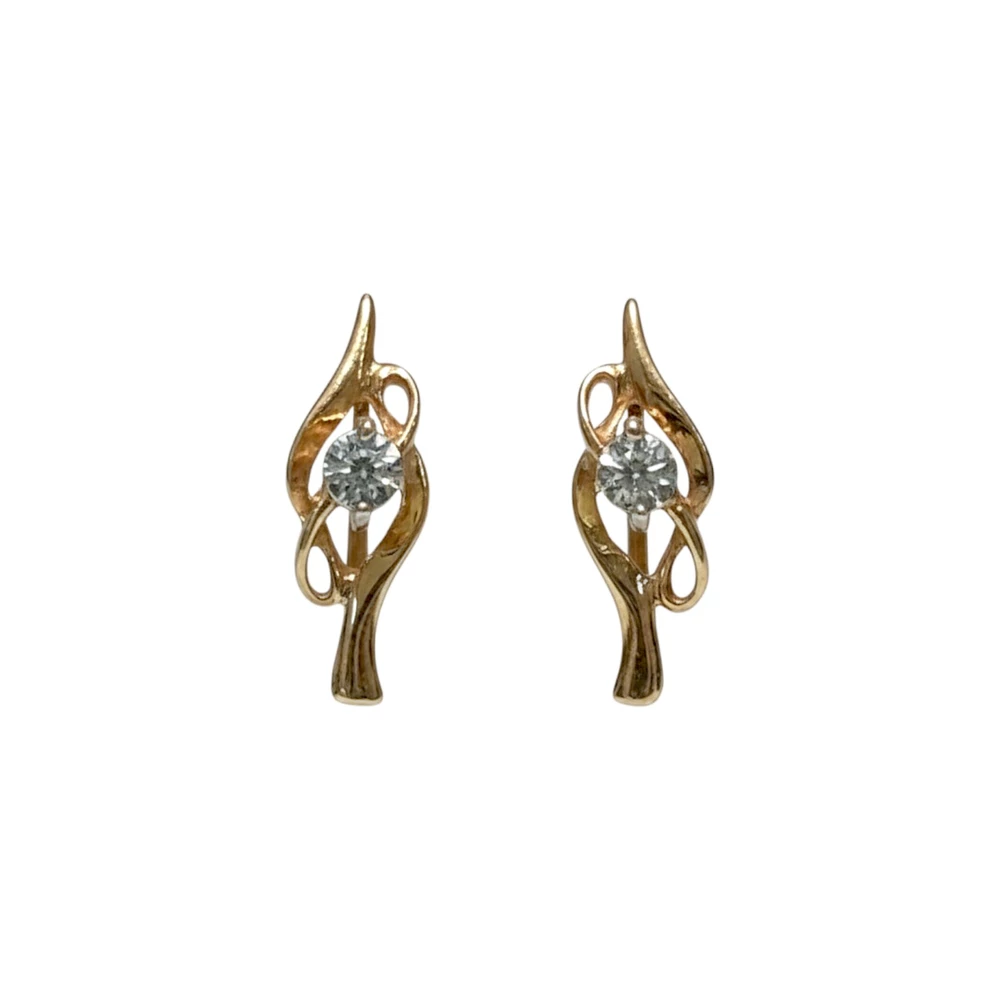 Серьги с бриллиантом из красного золота 585 пробы