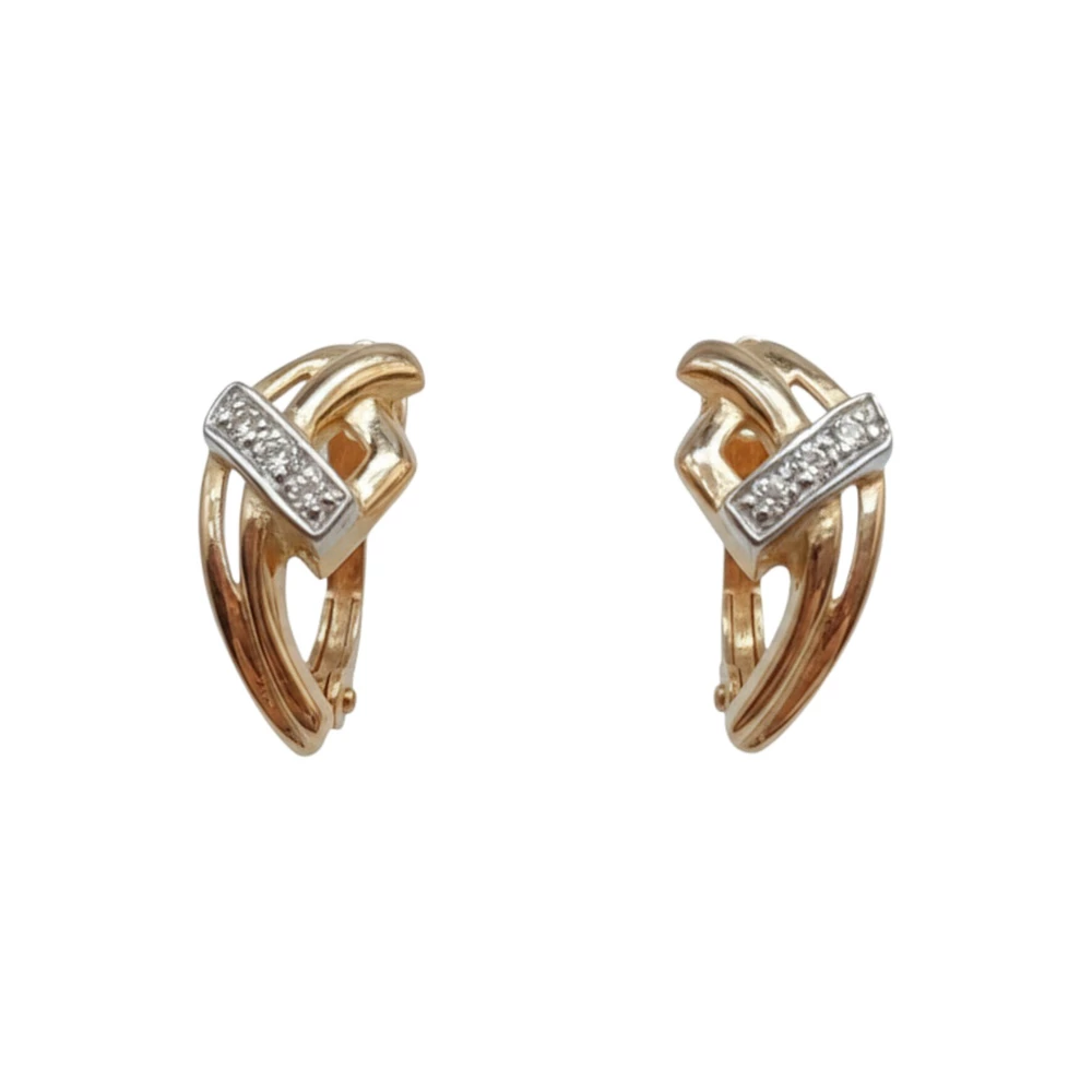 Серьги с бриллиантом из красного золота 585 пробы