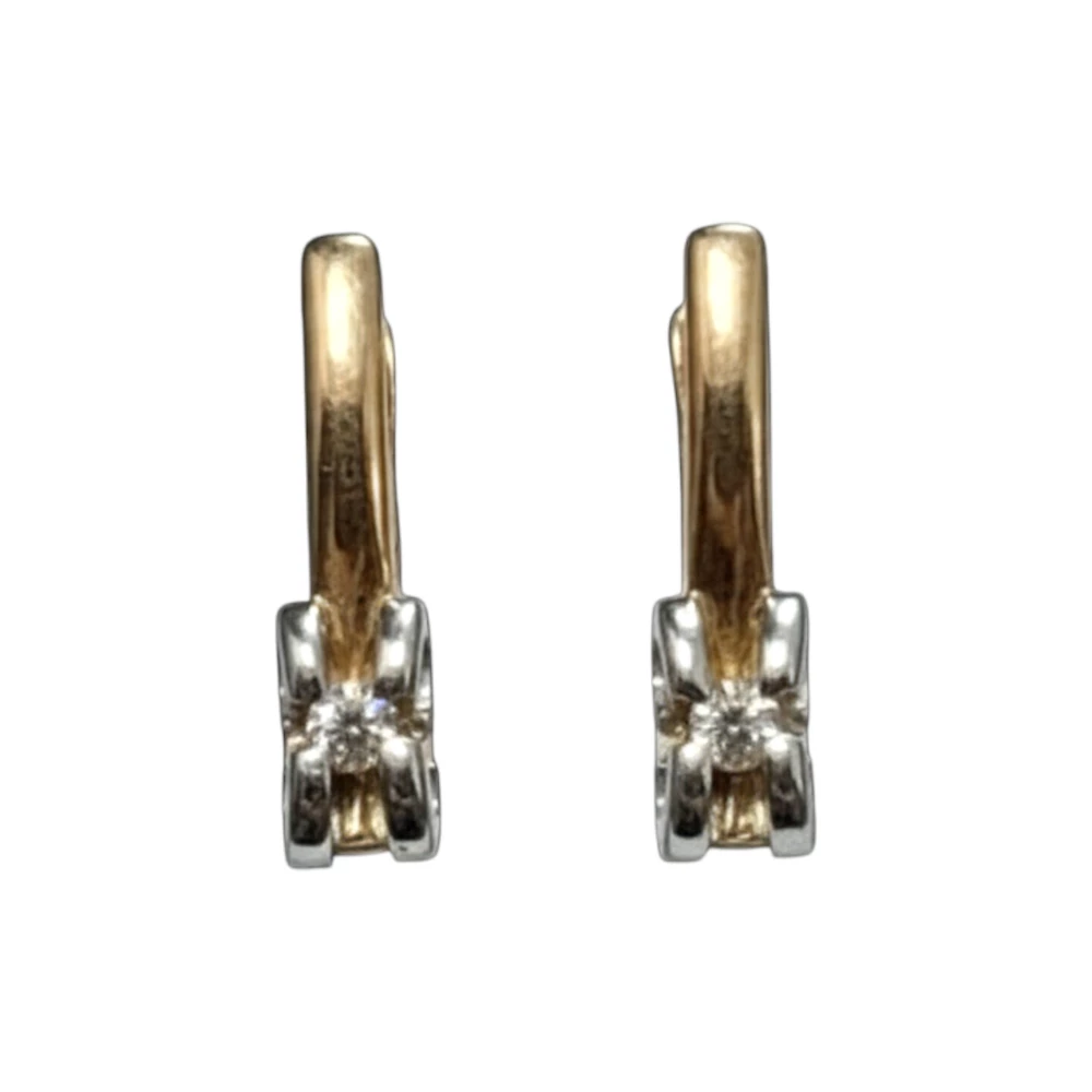 Серьги с бриллиантом из красного золота 585 пробы