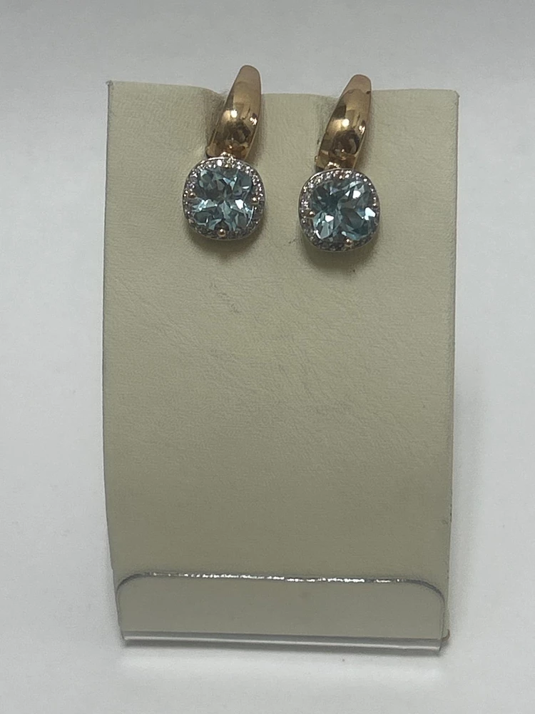 Серьги с топазом из красного золота 585 пробы