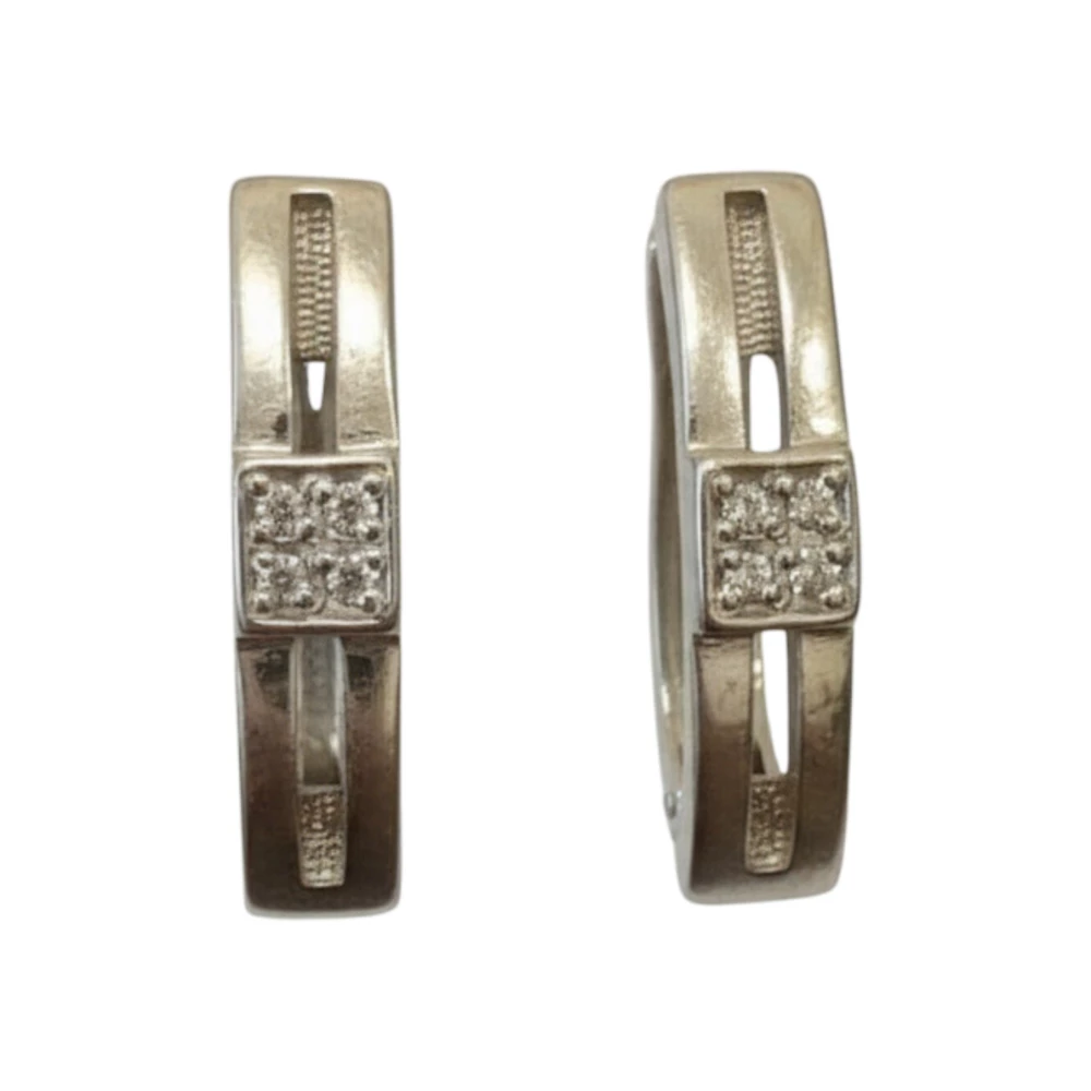 Серьги с бриллиантом из белого золота 585 пробы