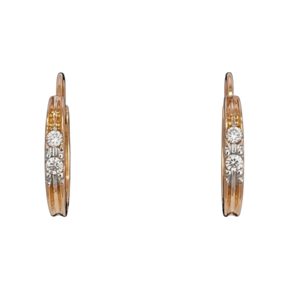 Серьги конго с бриллиантом из красного золота 585 пробы