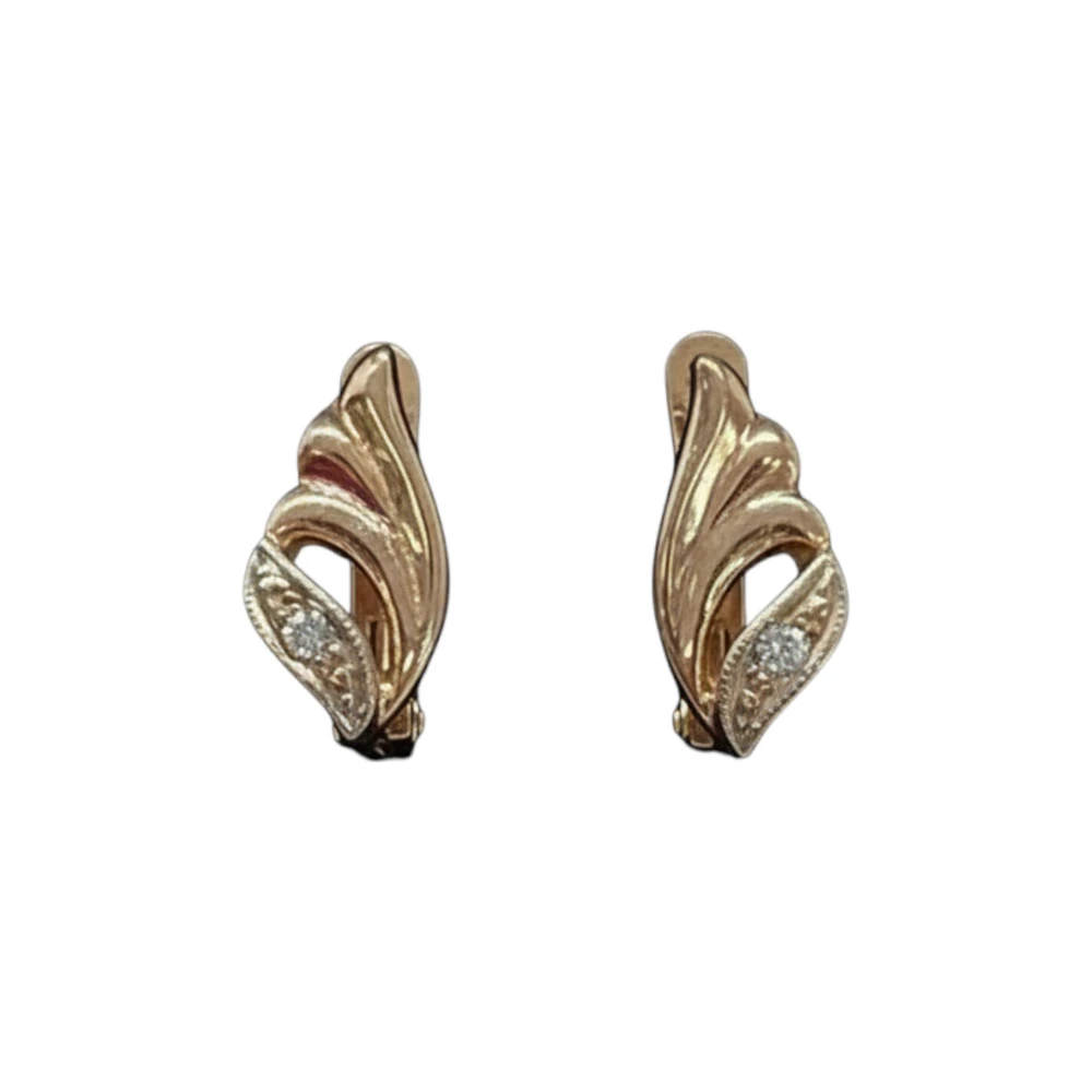 Серьги с бриллиантом из красного золота 585 пробы