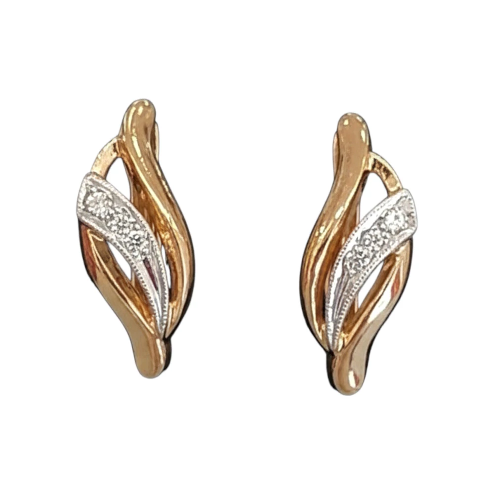 Серьги с бриллиантом из красного золота 585 пробы