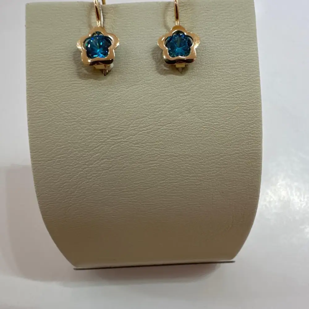 Серьги с фианитом из красного золота 585 пробы 1
