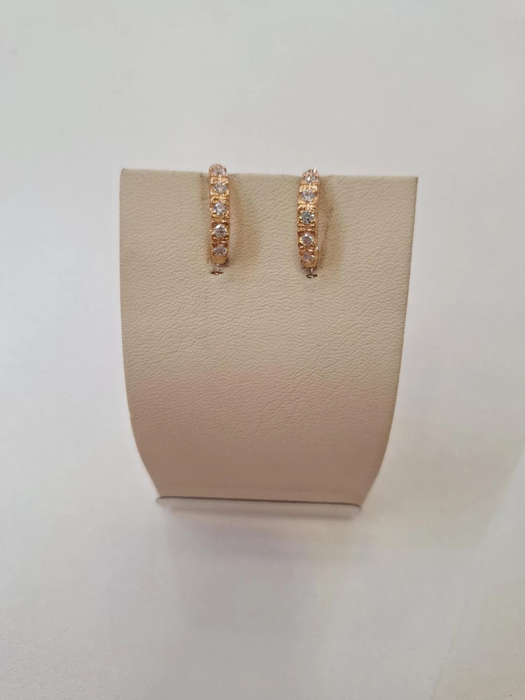 Серьги с фианитом из красного золота 585 пробы