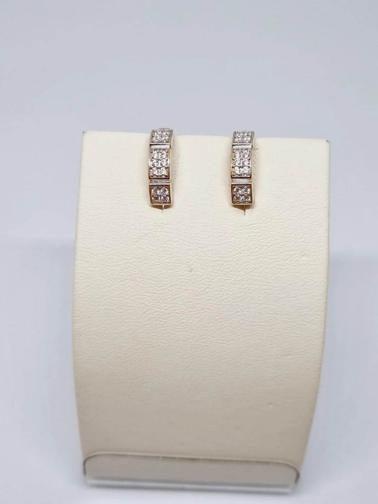 Серьги с фианитом из красного золота 585 пробы