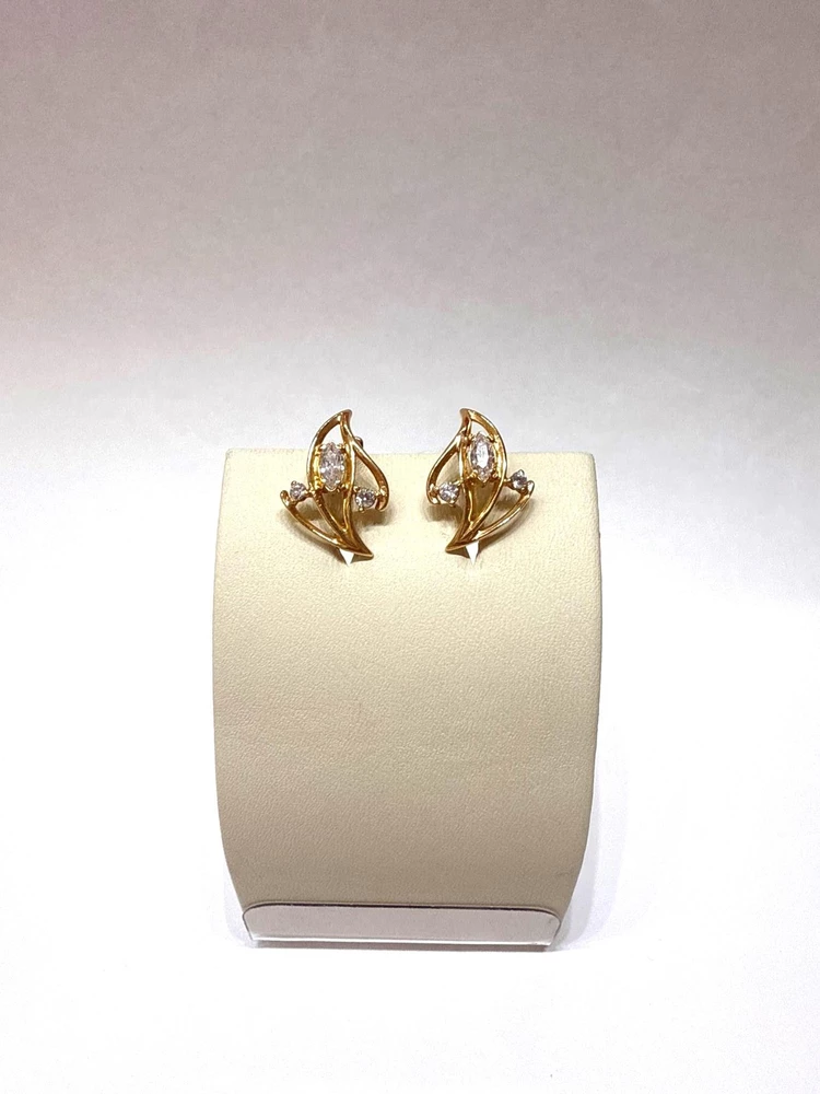 Серьги с фианитом из красного золота 585 пробы