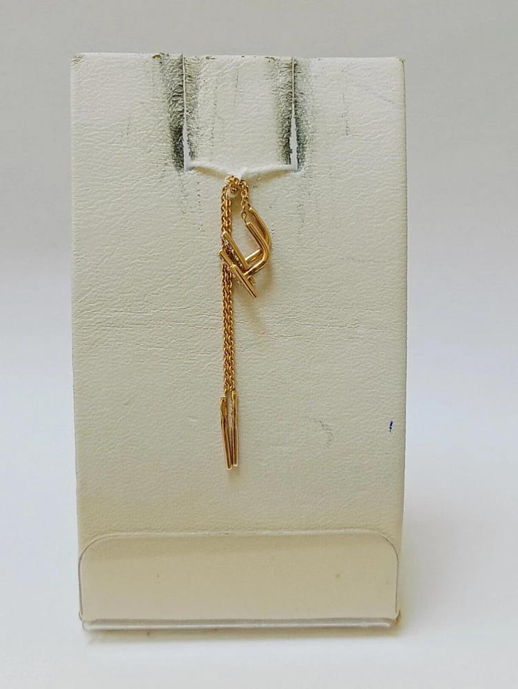 Серьги-продевки с фианитом из красного золота 585 пробы