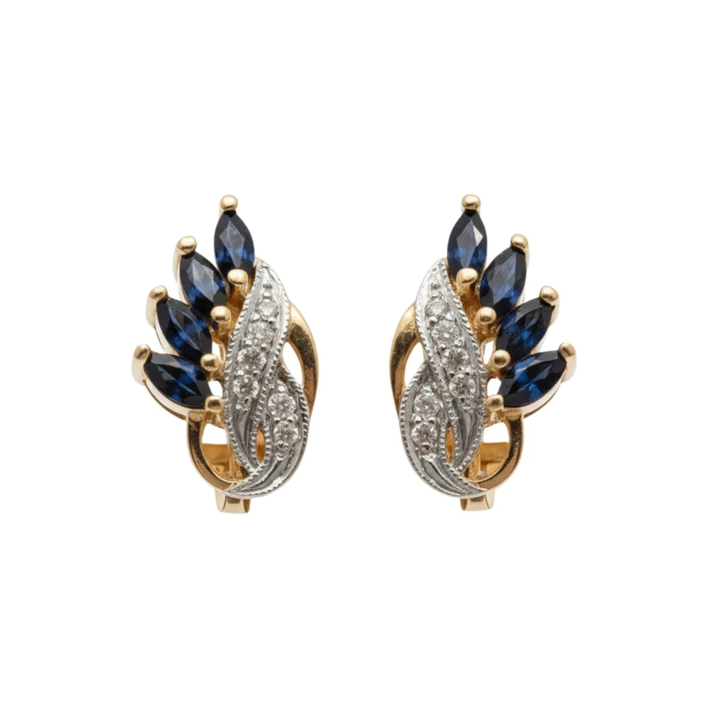 Серьги с сапфиром из красного золота 585 пробы