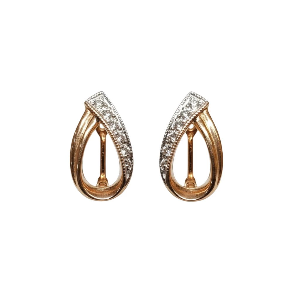 Серьги с бриллиантом из красного золота 585 пробы