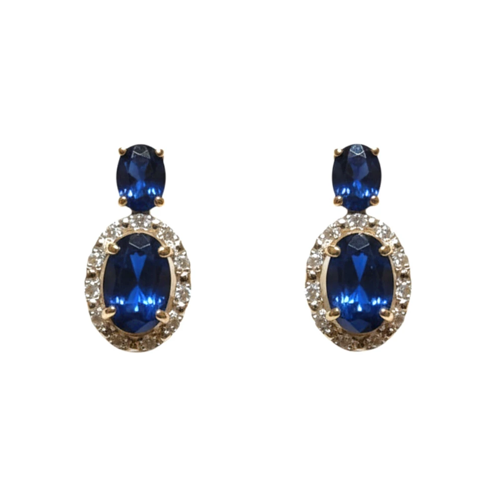 Серьги с сапфиром синтетическим из красного золота 585 пробы