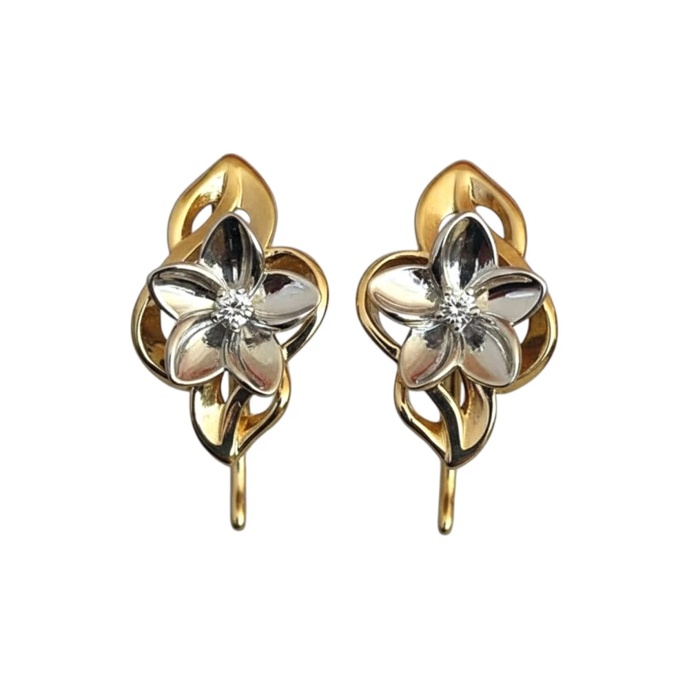 Серьги с бриллиантом из красного золота 585 пробы