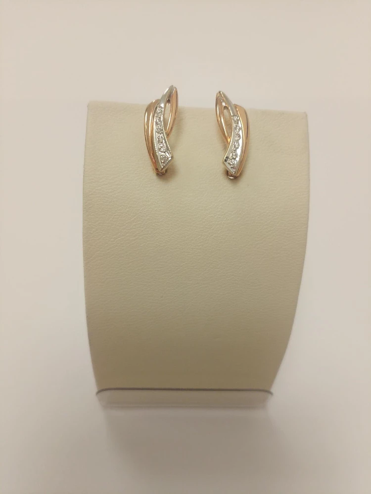 Серьги с фианитом из красного золота 585 пробы