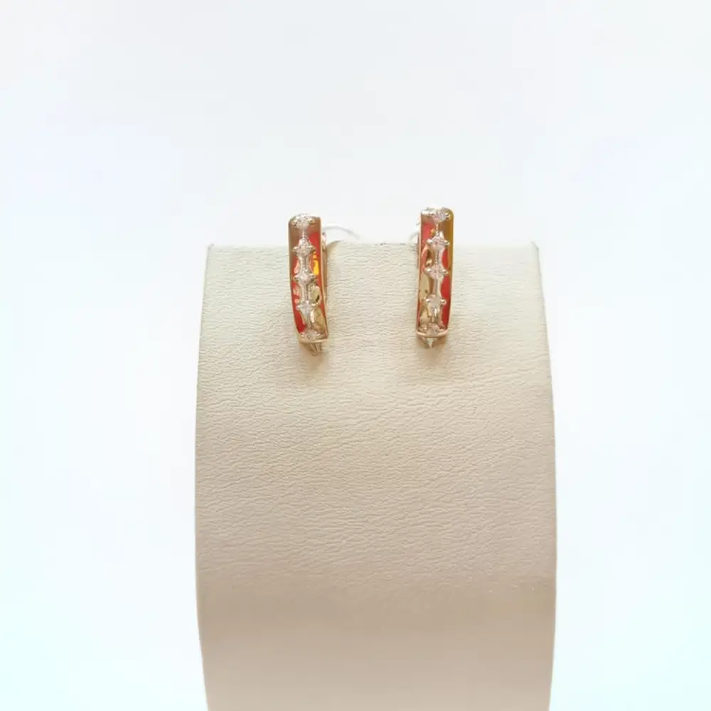 Серьги с фианитом из красного золота 585 пробы 1