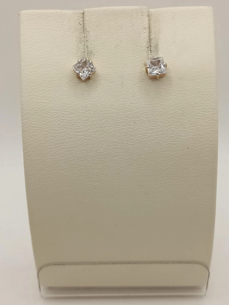 Серьги с фианитом из красного золота 375 пробы