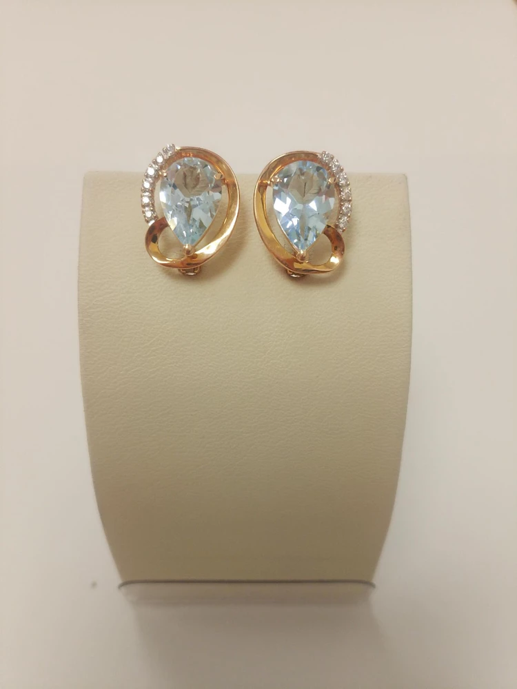 Серьги с топазом из красного золота 585 пробы