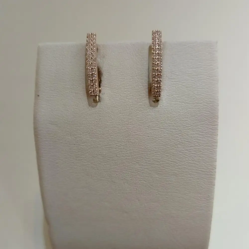 Серьги с фианитом из красного золота 585 пробы 1