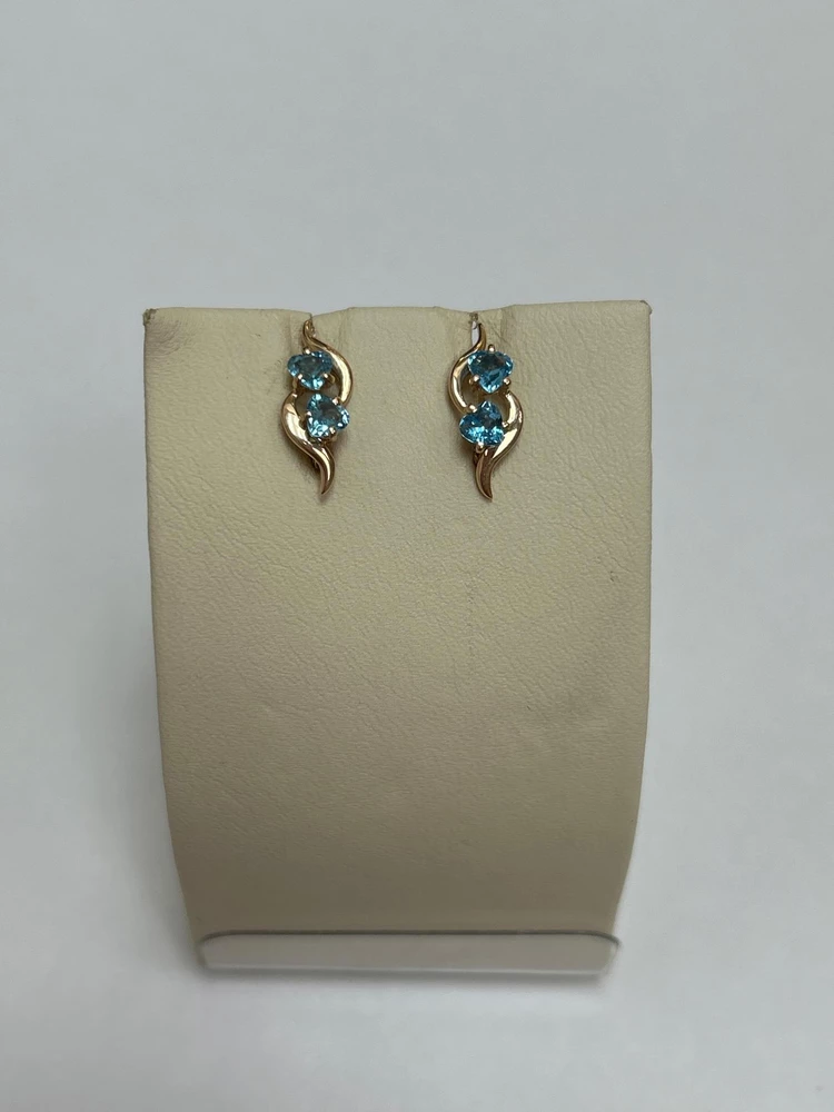 Серьги с топазом из красного золота 585 пробы