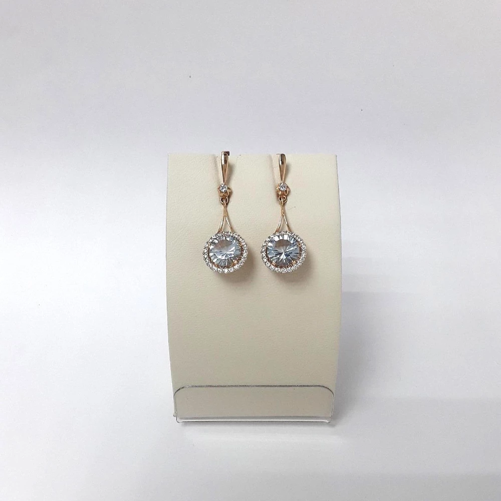 Серьги с топазом из красного золота 585 пробы