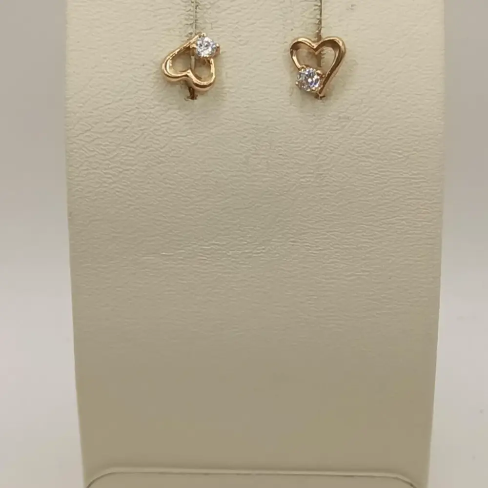 Серьги с фианитом из красного золота 585 пробы