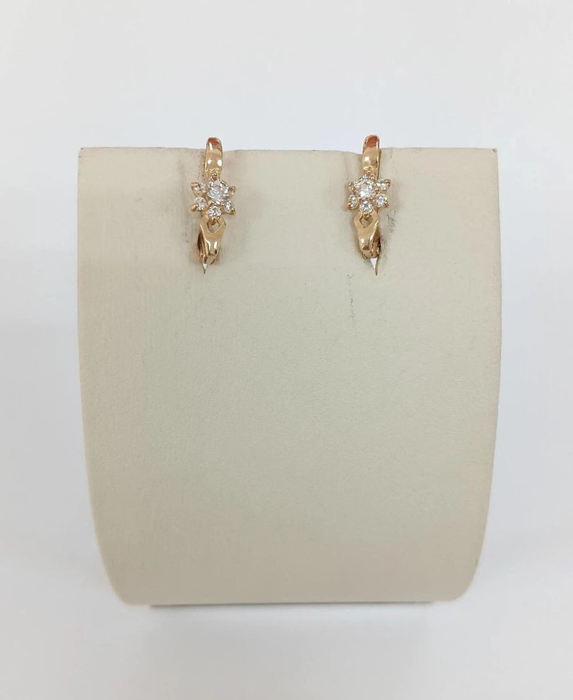 Серьги с фианитом из красного золота 585 пробы