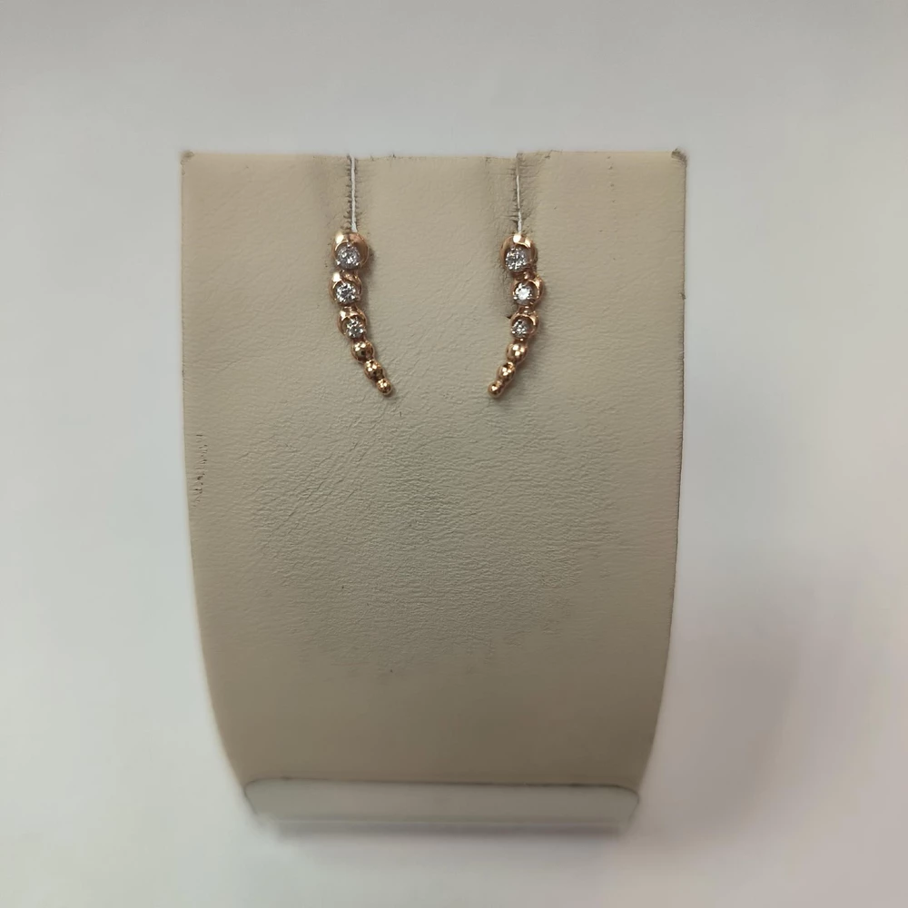 Серьги с фианитом из красного золота 585 пробы