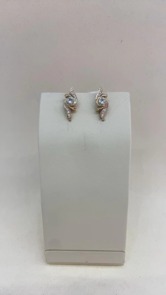 Серьги с топазом из желтого золота 585 пробы